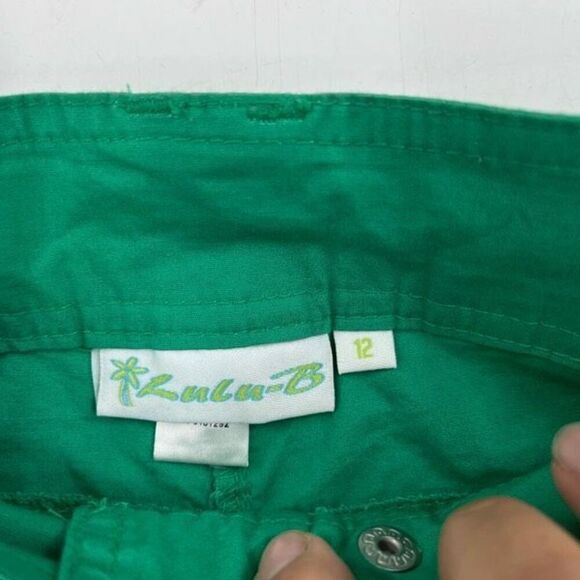 Lulu-B Womens Flat Front Hi Rise Stretch Ankle Cropped Pants Kelly Green Size 12 - Picture 3 of 16